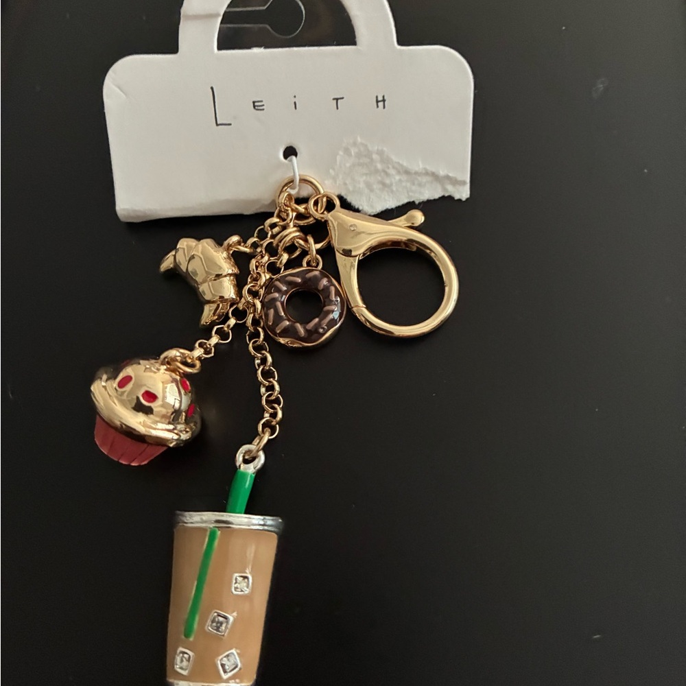 Leith Gold and Brown Charm Keychain - Picture 2 of 3